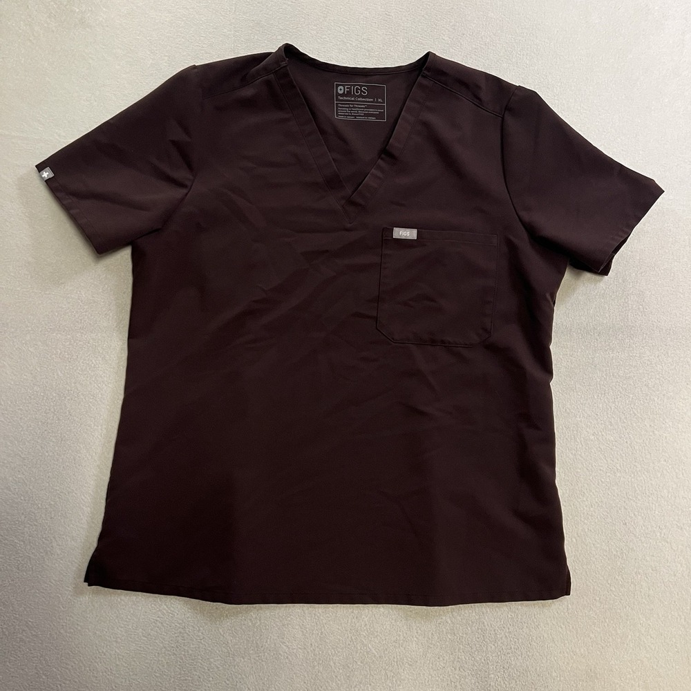 FIGS Nurse Scrub Top Shirt Women's Size XL Burgundy Short Sleeve FW1000 PO#2214